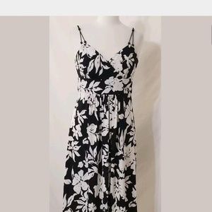 Ralph Lauren Womens Black White Floral Dress